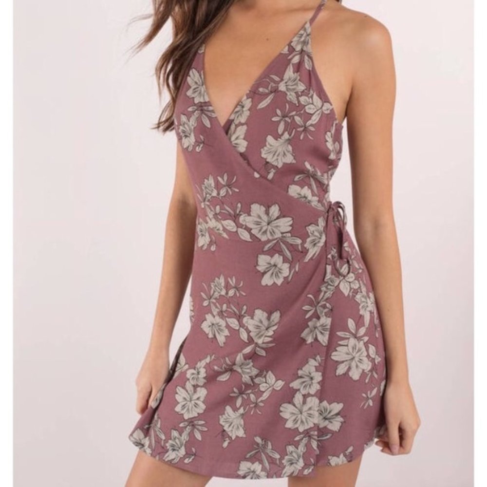 Tobi Mauve Floral Wrap Dress